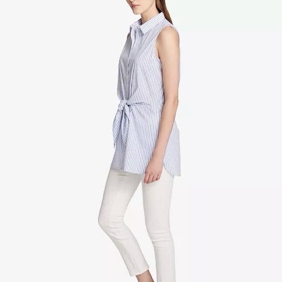 Calvin Klein sleeveless tie-waist shirt - Picture 2 of 8